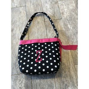 Z Initials Polka Dot Ribbon Purse Tote Handbag Shoulder Bag Embroidered